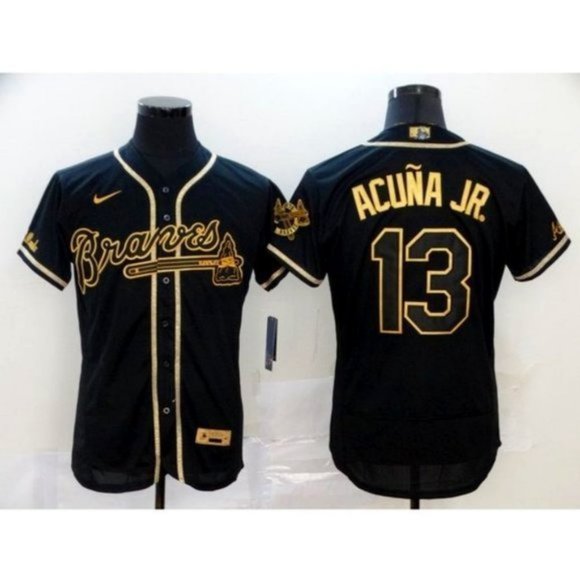 Shirts Atlanta Braves Ronald Acuna Jr Black Gold Jersey Poshmark
